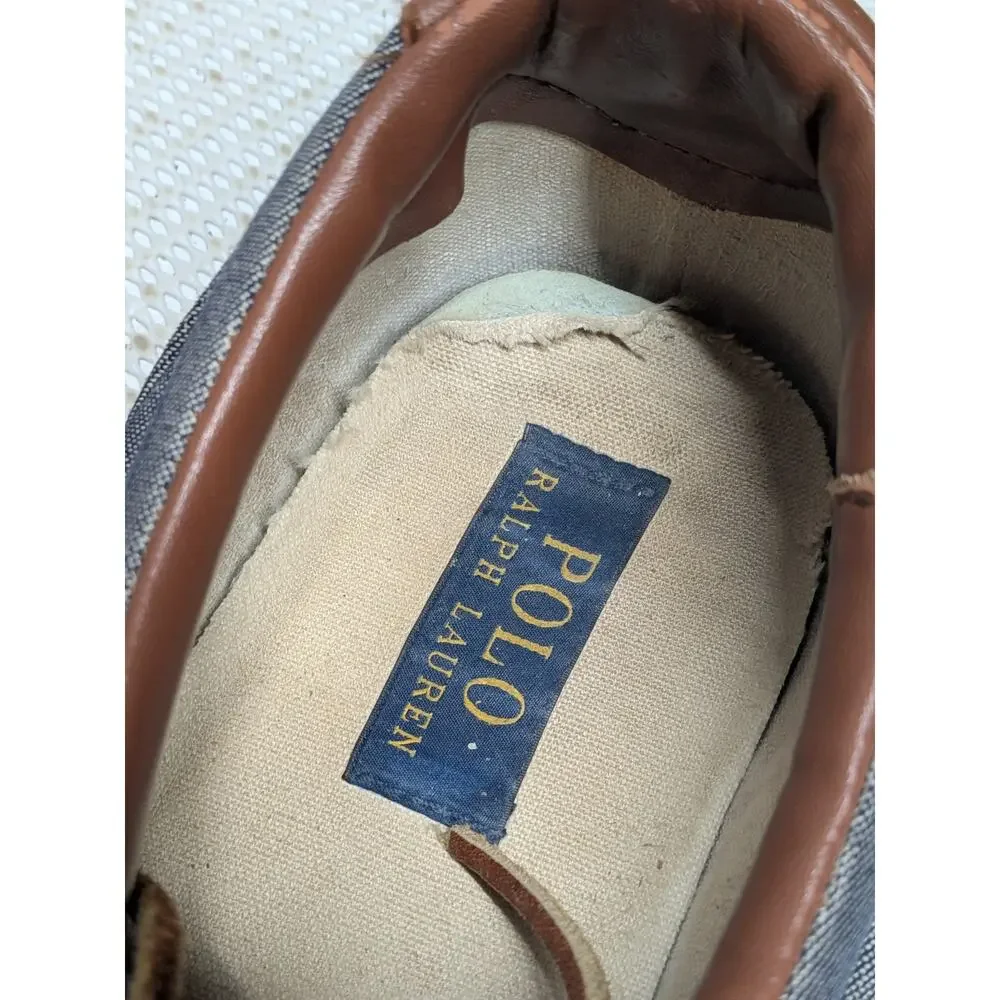 Polo Ralph Lauren Vaughn Canvas Sneaker Gray Lace Up Casual Shoes 14D Leather